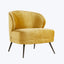 Opulent golden velvet chair with sleek design and luxurious comfort.