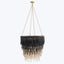 An elegant chandelier with cascading ombre beads adds sophistication.