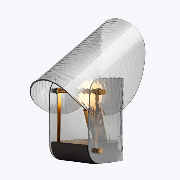 Modern and stylish lamp with metallic shade and warm-toned accents.
