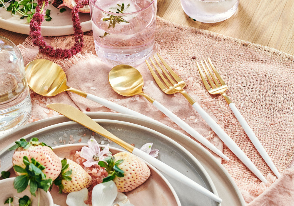 Cutipol gold & white flatware