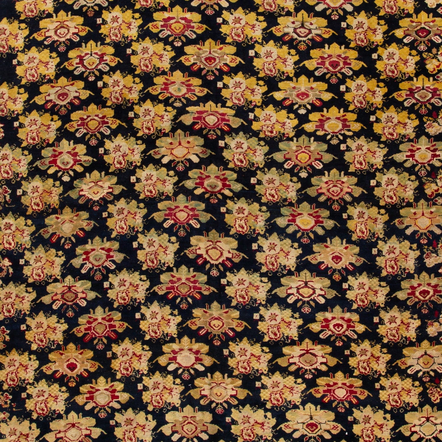 Intricate floral fabric pattern on dark background, luxury textile design.