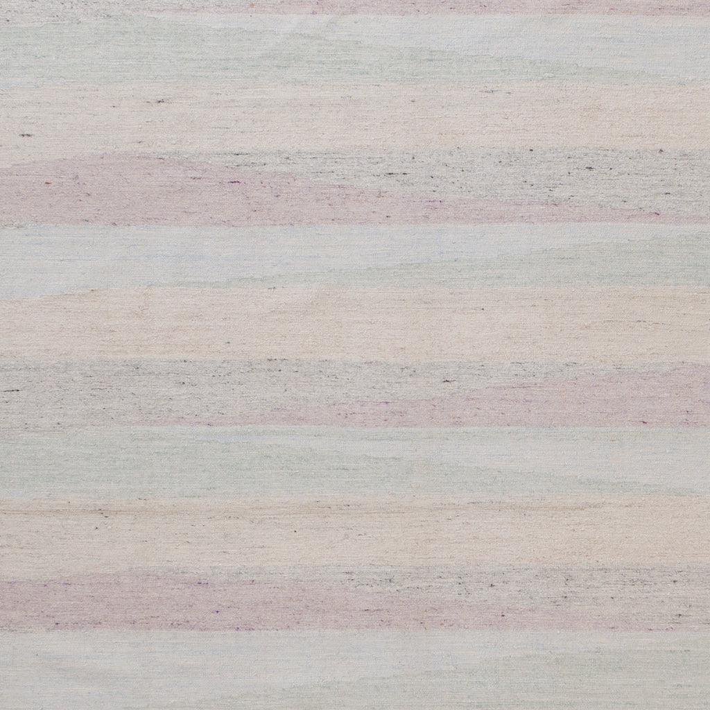 Textured surface with horizontal striping in white, beige, pink, blue.