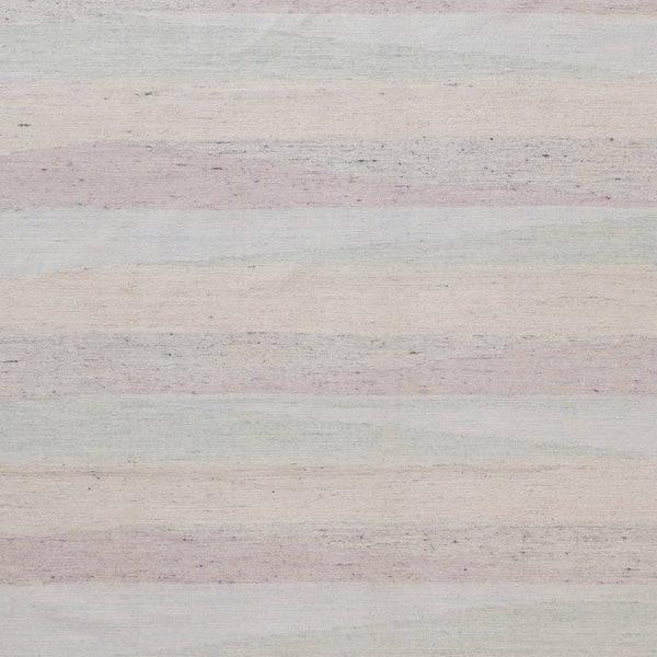 Textured surface with horizontal striping in white, beige, pink, blue.