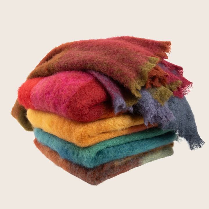 Mohair Check Throw