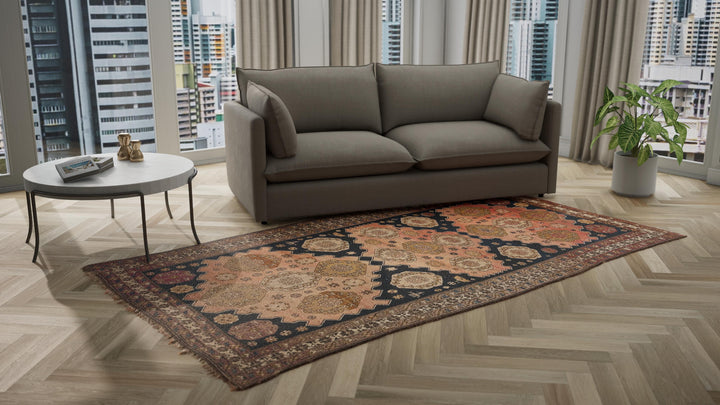 Orange Traditional Wool Rug - 6'2" x 11'3"