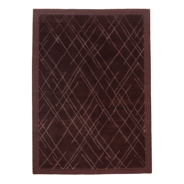Brown Modern Wool Silk Blend Rug - 5'7" x 7'10"