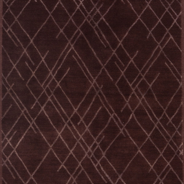 Brown Modern Wool Silk Blend Rug - 5'7" x 7'10"