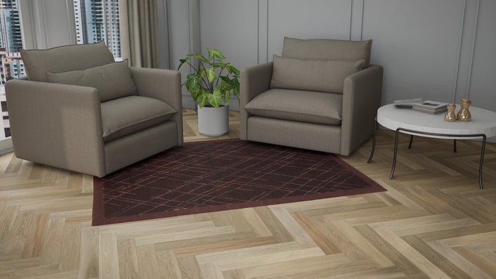 Brown Modern Tibetan Wool Silk Blend Rug - 5'7" x 7'10"