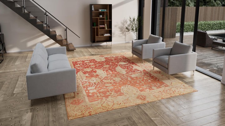 Red Antique Turkish Oushak Rug - 10'10" x 12'6"