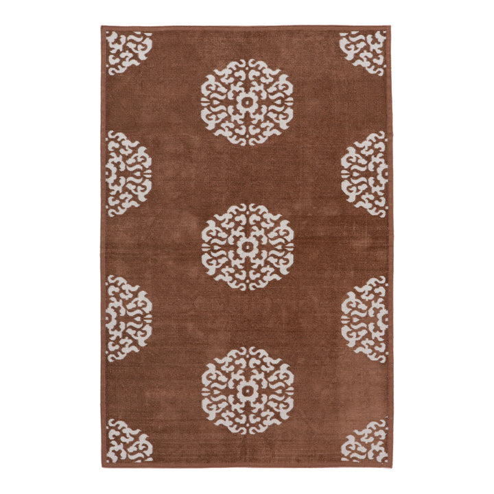 Brown Medallion Flatweave Chenille Rug - 3'6" x 5'6"