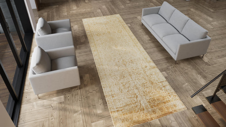 Beige Traditional Silk Runner - 5'11" x 14'7"