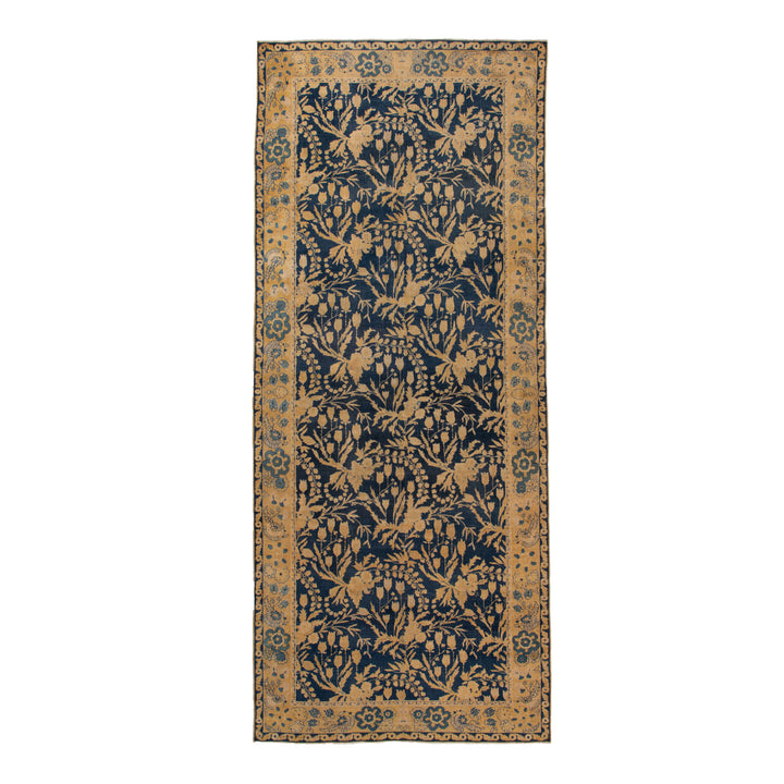 Blue Vintage Traditional Wool Runner - 6'5" x 16'9"