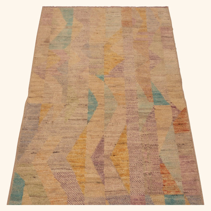 Multicolored Zameen Contemporary Wool Runner - 2'10" x 9'6"