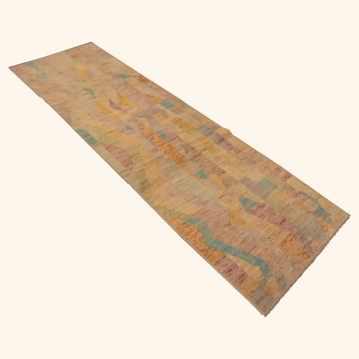 Multicolored Zameen Contemporary Wool Runner - 2'10" x 9'6"