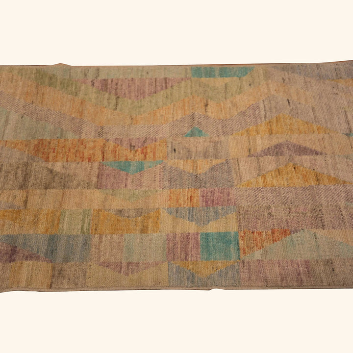 Multicolored Zameen Contemporary Wool Runner - 2'10" x 9'6"