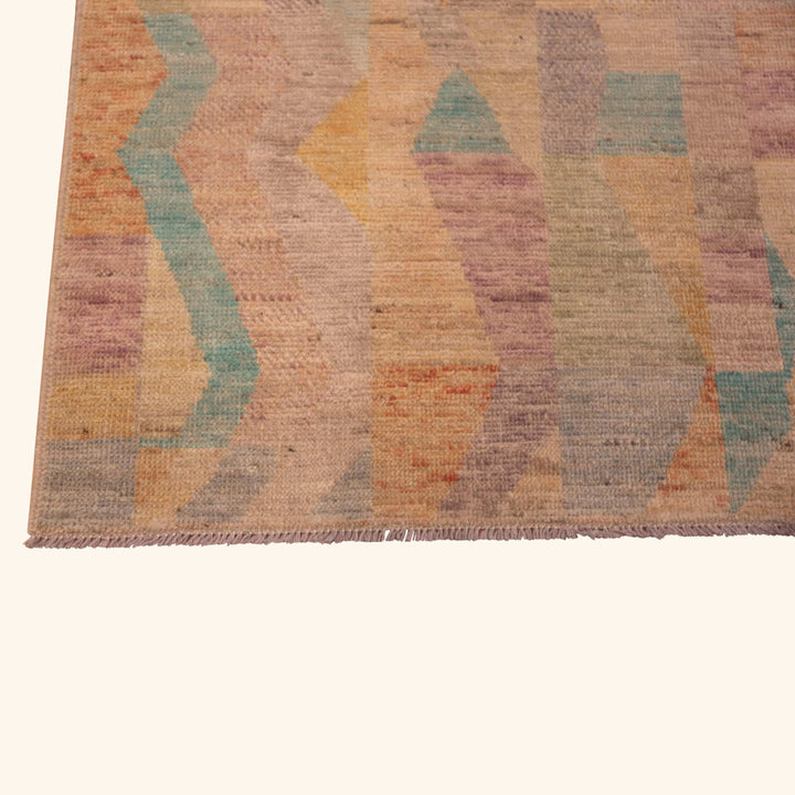 Multicolored Zameen Contemporary Wool Runner - 2'10" x 9'6"