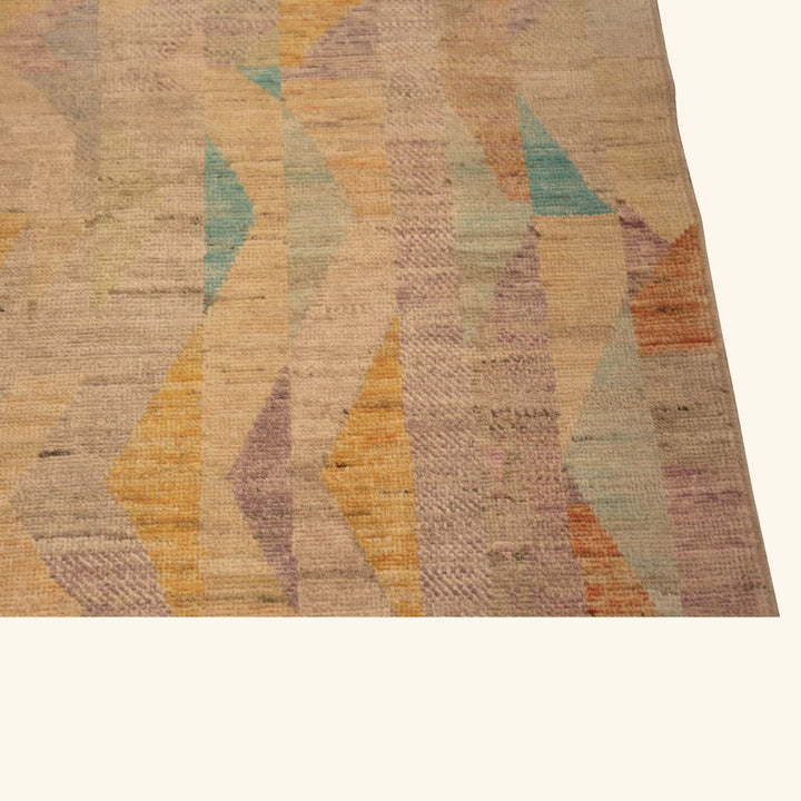 Multicolored Zameen Contemporary Wool Runner - 2'10" x 9'6"