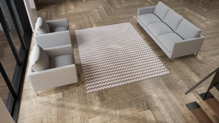 Brown & Cream Flatweave Cotton Rug - 7'1" x 9'1"