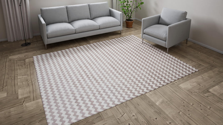 Brown & Cream Flatweave Cotton Rug - 7'1" x 9'1"