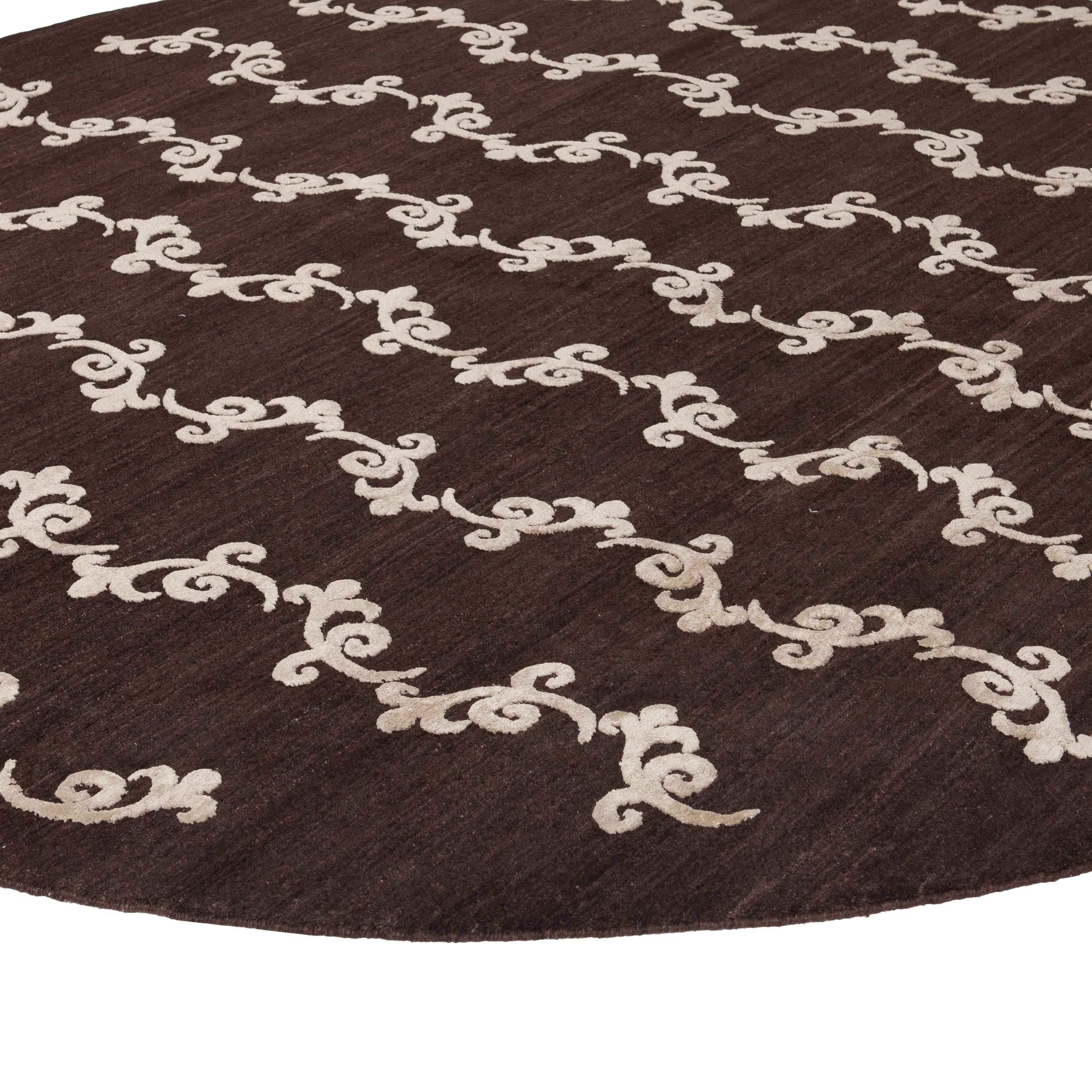 Brown Modern Wool Silk Blend Rug - 8' x 8' Default Title