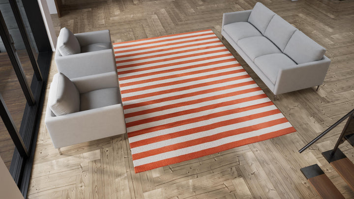 Orange Flatweave Cotton Rug - 8'10" x 11'10"