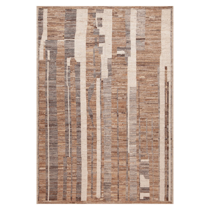 Brown Zameen Contemporary Wool Rug - 6'7" x 9'4"
