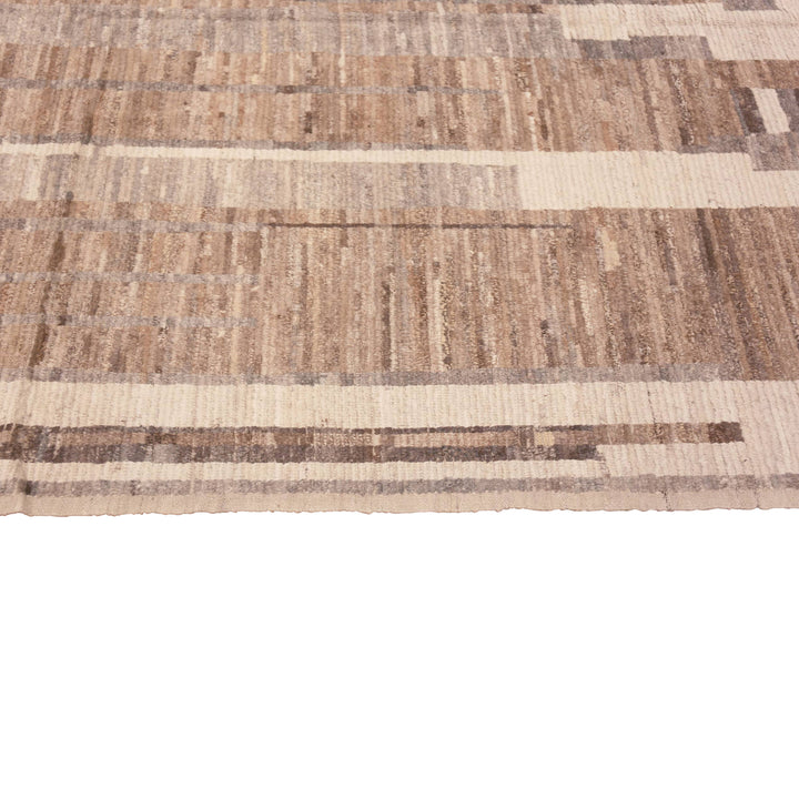 Brown Zameen Contemporary Wool Rug - 6'7" x 9'4"