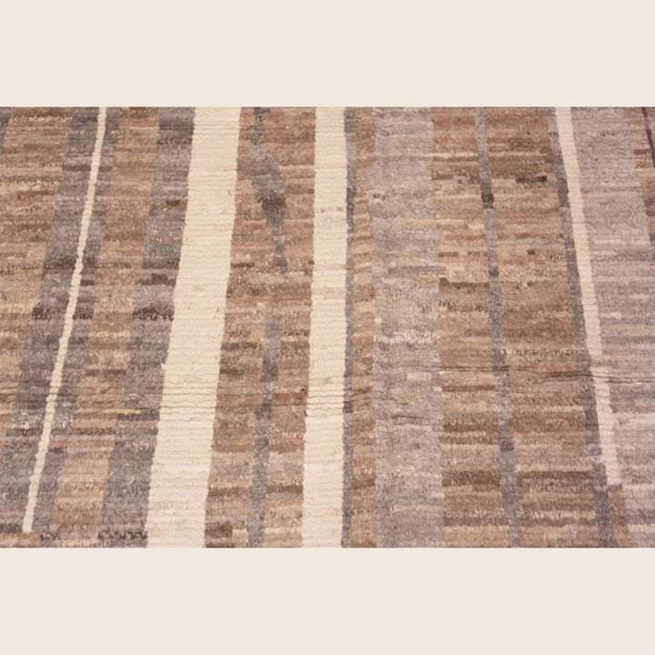 Brown Zameen Contemporary Wool Rug - 6'7" x 9'4"