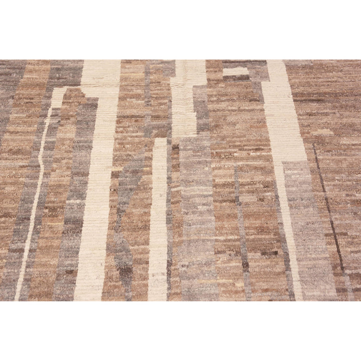 Brown Zameen Contemporary Wool Rug - 6'7" x 9'4"