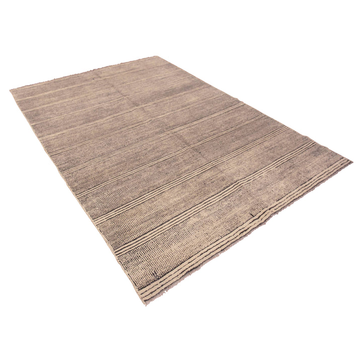 Brown Zameen Contemporary Wool Rug - 6'2" x 9'4"
