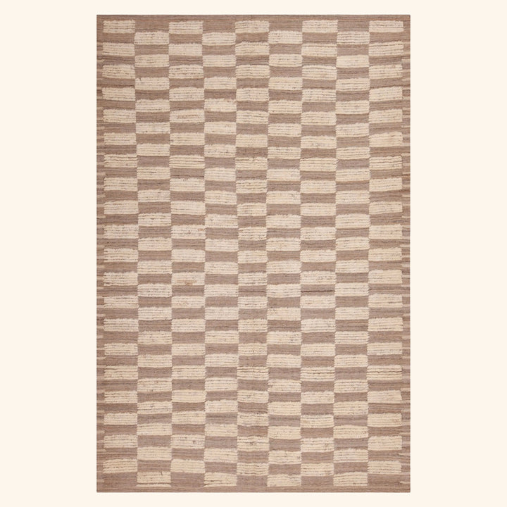 Natural Zameen Contemporary Wool Rug - 6'6" x 9'6"