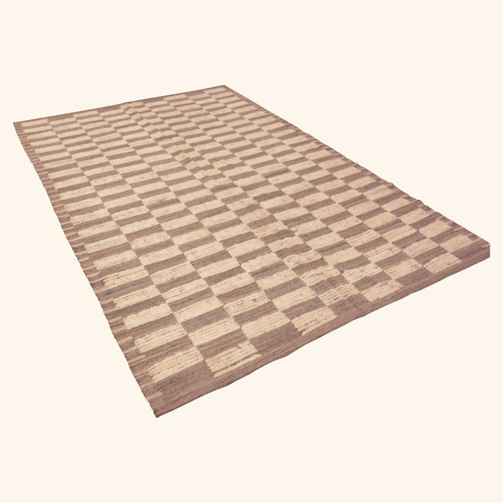 Natural Zameen Contemporary Wool Rug - 6'6" x 9'6"