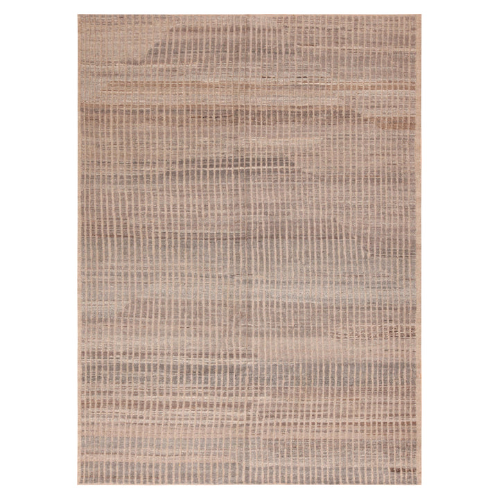 Brown Zameen Contemporary Wool Rug - 6'8" x 9'1"