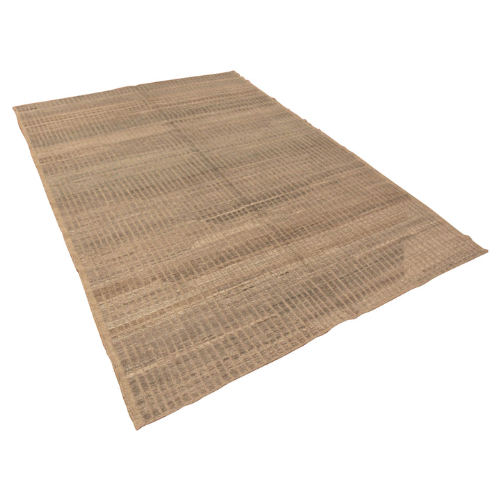 Brown Zameen Contemporary Wool Rug - 6'8" x 9'1"