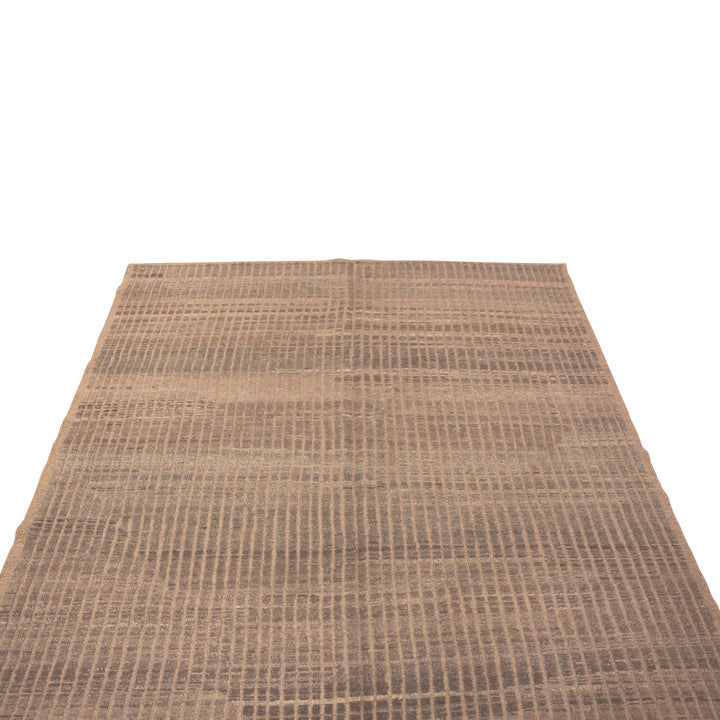 Brown Zameen Contemporary Wool Rug - 6'8" x 9'1"