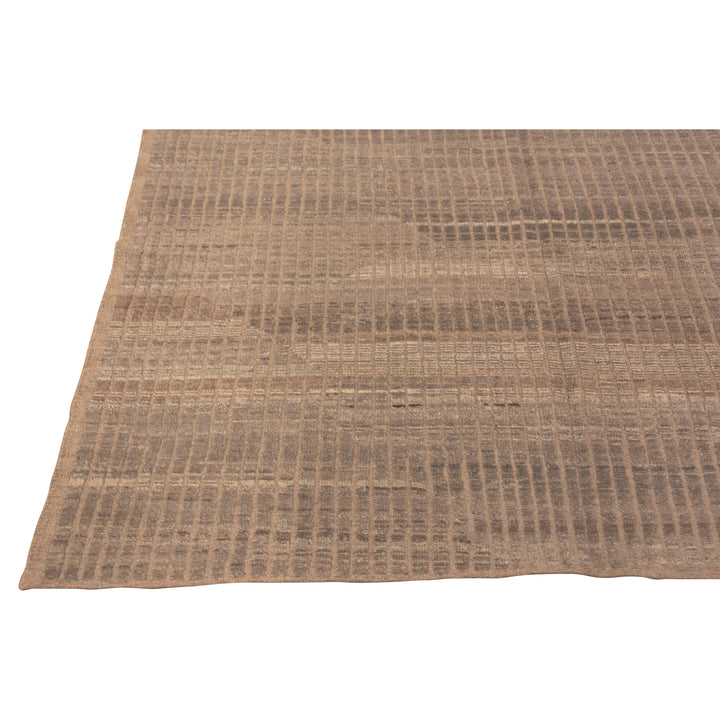 Brown Zameen Contemporary Wool Rug - 6'8" x 9'1"