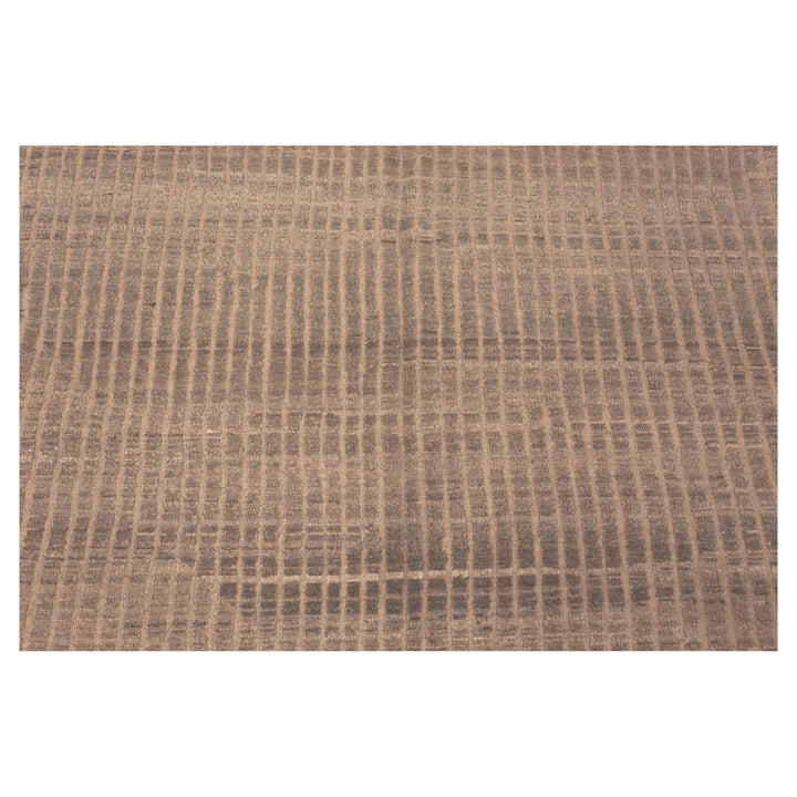 Brown Zameen Contemporary Wool Rug - 6'8" x 9'1"