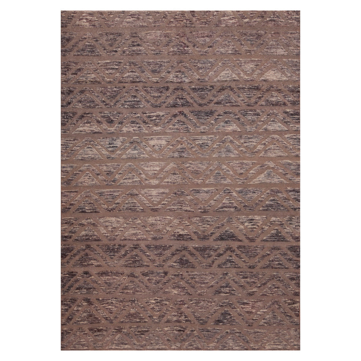 Brown Zameen Contemporary Wool Rug - 6'7" x 9'4"