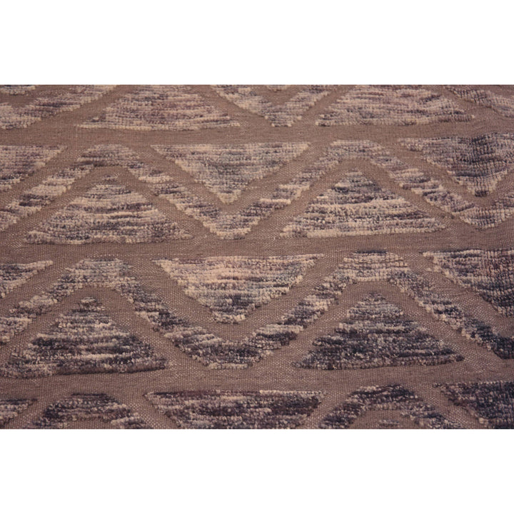 Brown Zameen Contemporary Wool Rug - 6'7" x 9'4"
