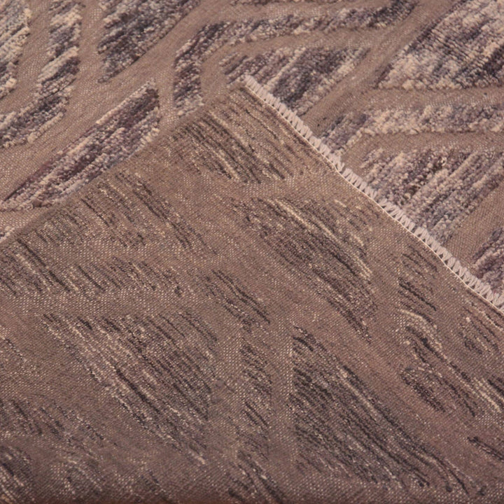 Brown Zameen Contemporary Wool Rug - 6'7" x 9'4"