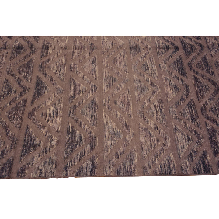 Brown Zameen Contemporary Wool Rug - 6'7" x 9'4"