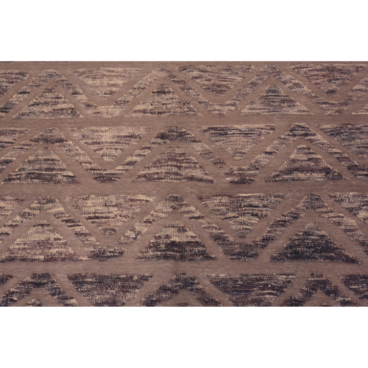 Brown Zameen Contemporary Wool Rug - 6'7" x 9'4"