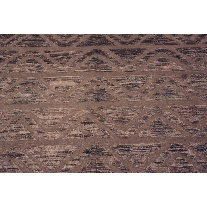 Brown Zameen Contemporary Wool Rug - 6'7" x 9'4"