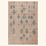 Blue & Natural Zameen Contemporary Wool Rug - 6'4" x 9'4"