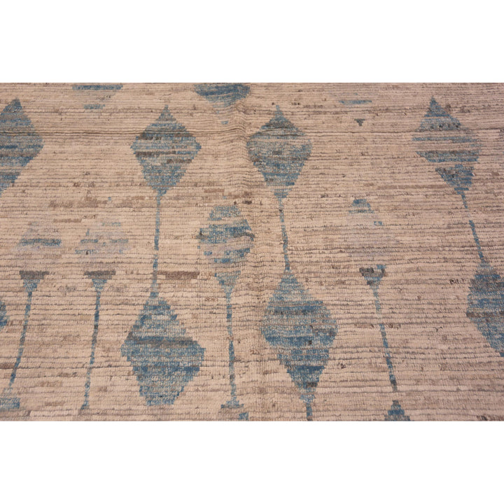 Blue & Natural Zameen Contemporary Wool Rug - 6'4" x 9'4"
