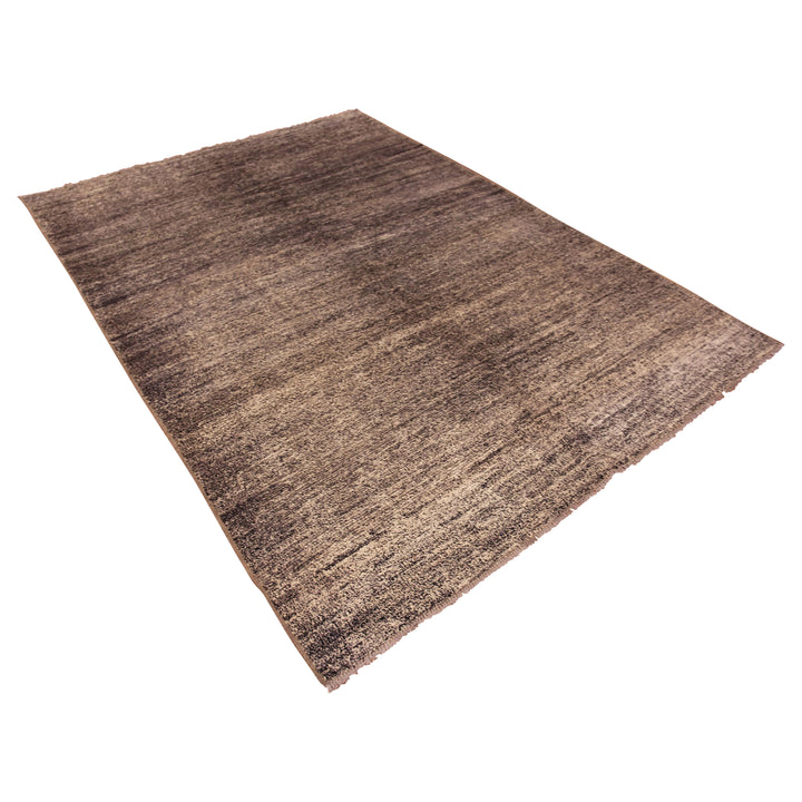 Brown Zameen Solid Wool Rug - 6'6" x 9'