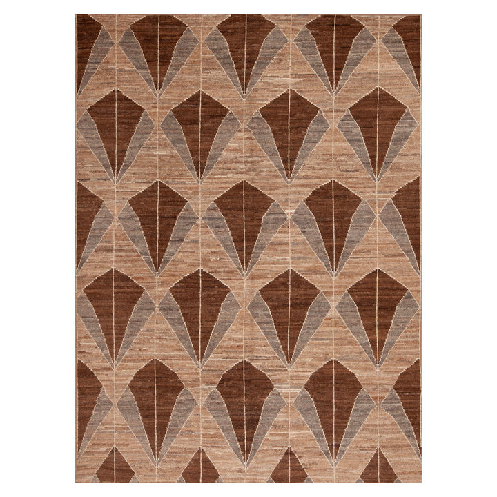 Brown Zameen Contemporary Wool Rug - 6'7" x 9'