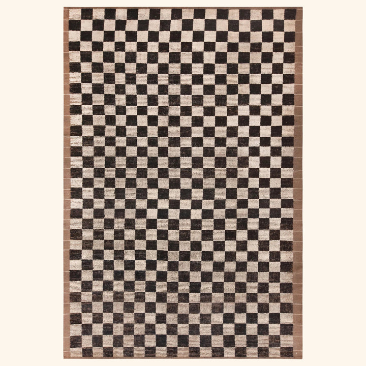 Brown Contemporary Wool Rug - 7'1" x 10'4"