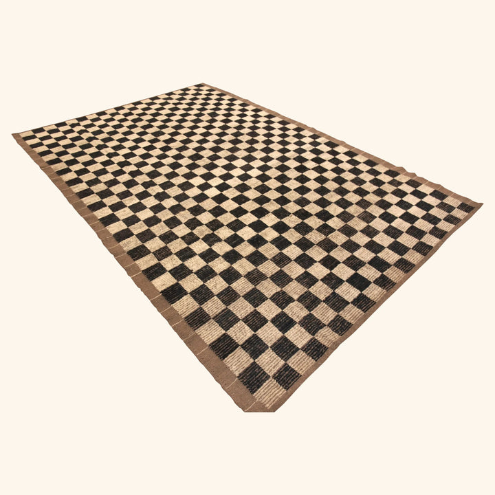 Brown Contemporary Wool Rug - 7'1" x 10'4"