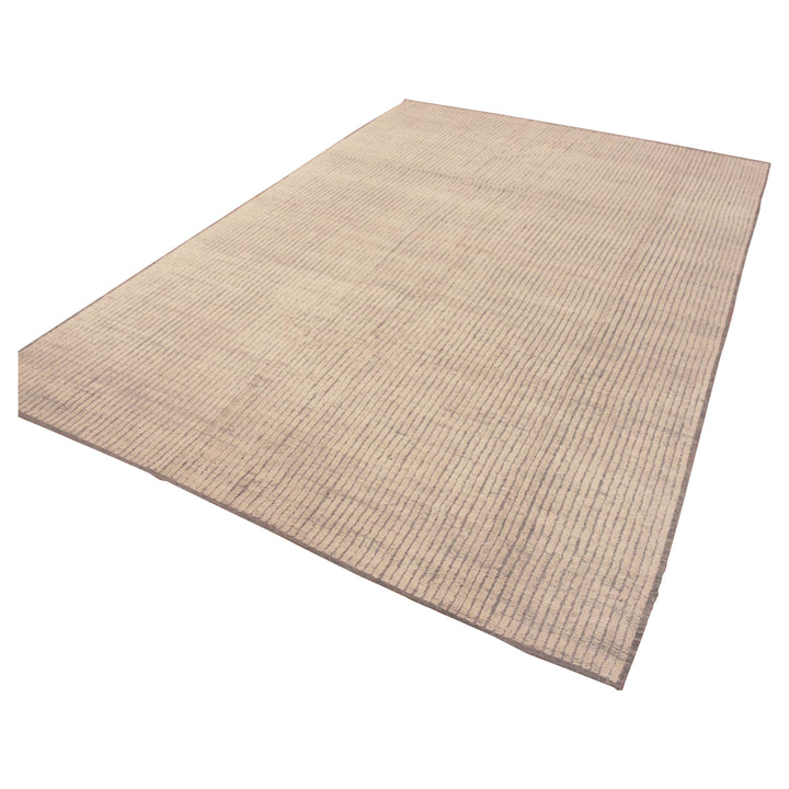 Natural Zameen Solid Wool Rug - 7'4" x 9'8"